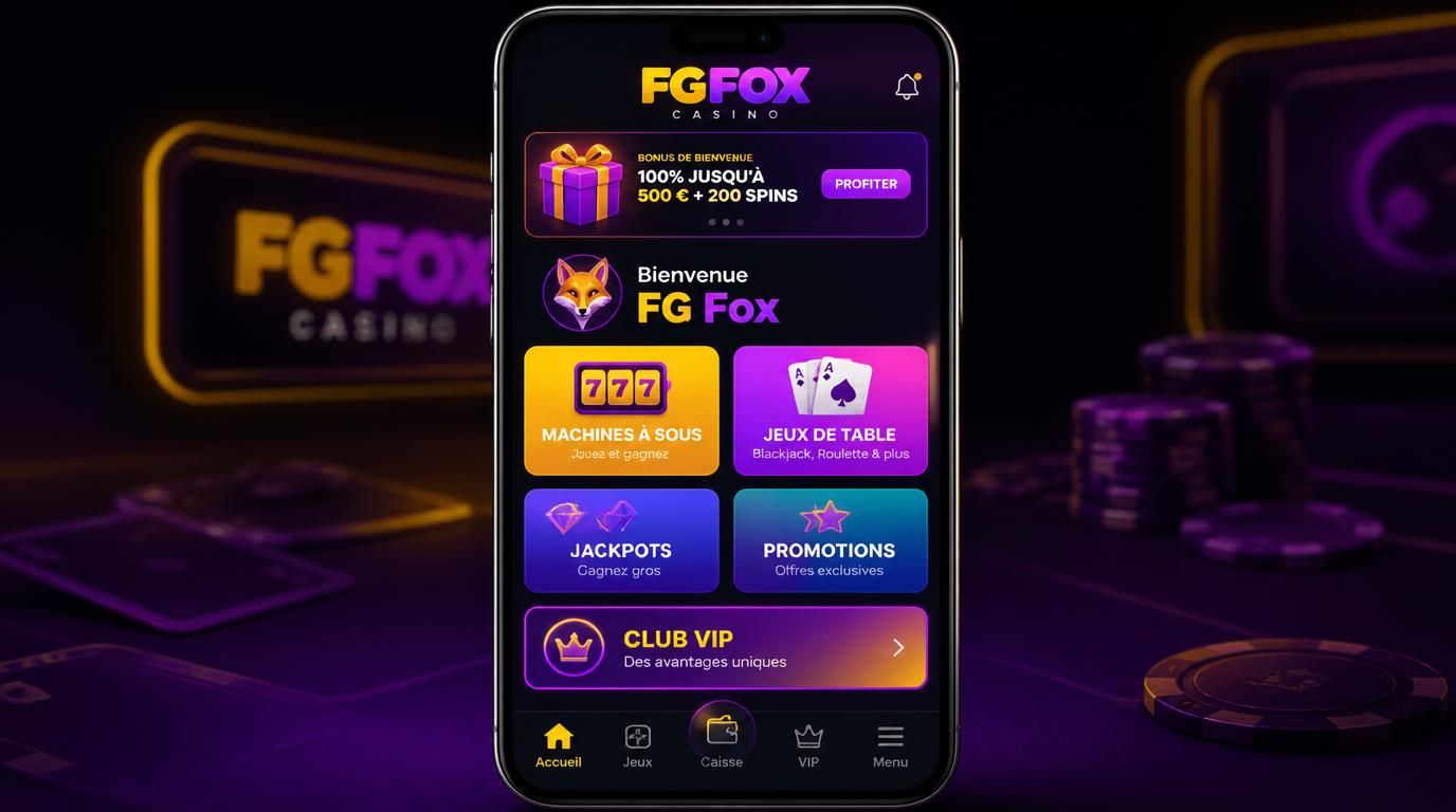 Interface sombre de l’appli casino avec boutons larges et icônes visibles
