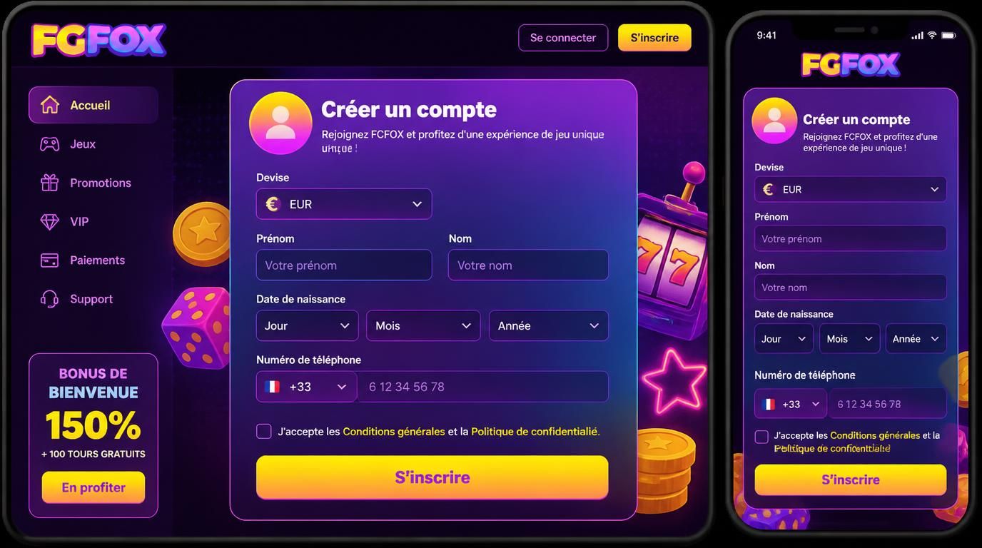 Formulaire dâinscription avec devises et numĂ©ro français
