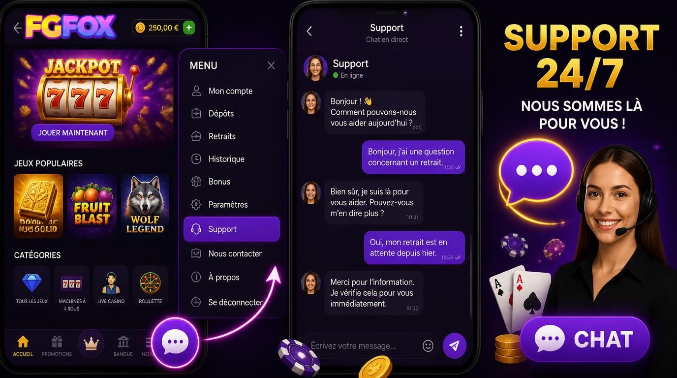 AccÚs rapide au support mobile pour toute aide ou réclamation